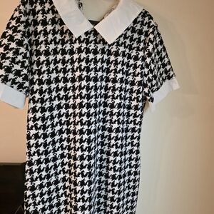 Black & White Houndstooth Peter Pan Collar Dress